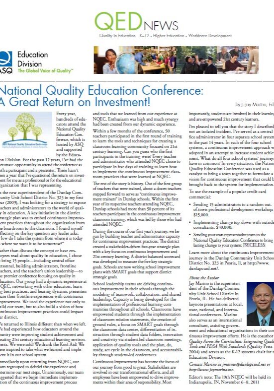 QED News newsletter front page